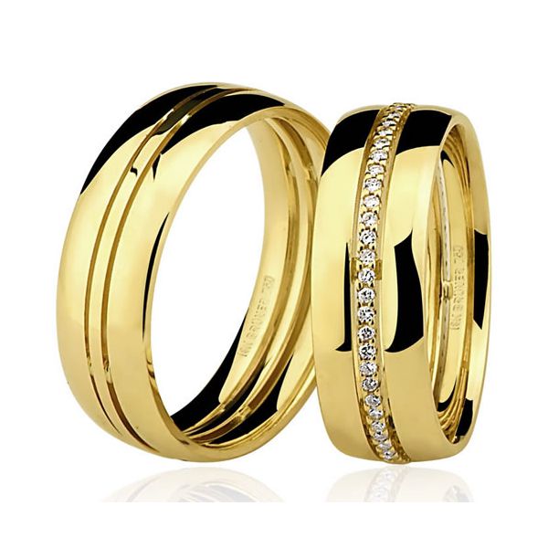 Alianças em Ouro 18k Glow com Brilhantes 14.0g 7.0mm